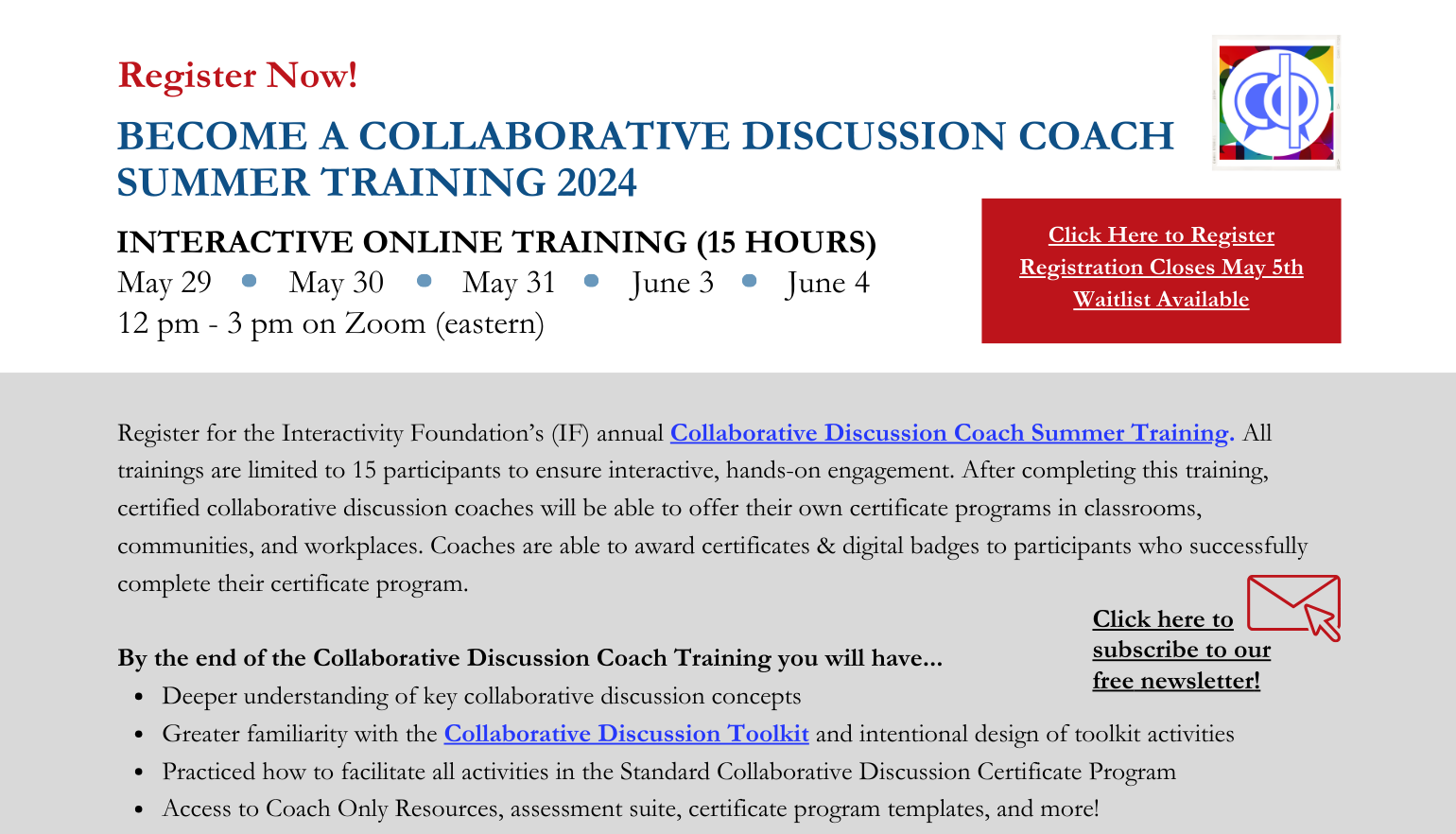 CDP Summer 2024 Coach Training